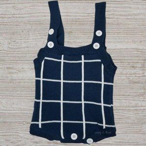 Teal Sweater Button Sleeveless Overall Bodysuit